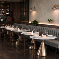 Meubles de restaurant de style nordique, table ronde en dalle blanche et chaise, canapé en tissu de luxe pour restaurant