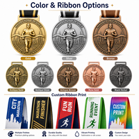 Médaille de finisseur personnalisée pour course de marathon 5K 10K, récompense sportive de course à pied, design 3D en alliage de zinc moulé sous pression, faible MOQ avec ruban 2026