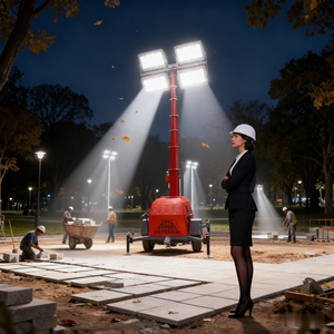 Torre de iluminación portátil Diesel Gener de 4x1000W con tiempo de ejecución de 22 horas IP65 y soporte multicombustible para construcción - Product Image 6