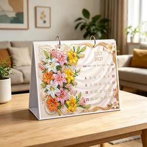 2027 Floral Diamond Painting Desk Calendar 12 Months Different <strong>Blooms</strong> Full Drill Rhinestone <strong>Art</strong> Flip Standing Calendar - Product Image 6