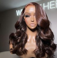Cabello Brasileño Liso Largo de 200 Densidades con Encaje Frontal 13x6, Ondulado Transparente Marrón Chocolate con Rizos Profundos Jerry Pre-Plucked