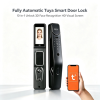 Serrure Intelligente avec Reconnaissance Faciale, Interphone Vidéo, Empreinte Digitale, RFID, Mot de Passe, Poignée de Tirage, WiFi, Application et Verrouillage à Pênes Coupés