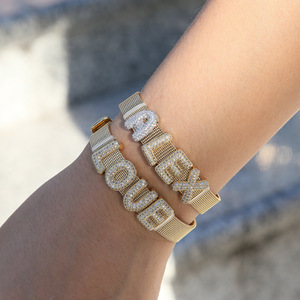 YIMEIL & DIY Personnalisé – Bracelet à <span class=keywords><strong>Lettres</strong></span> Bulles en Zircon A-Z (26 <span class=keywords><strong>Lettres</strong></span>) avec Chaîne – Combinaison Nom Personnalisé – Combinaison Libre - Product Image 5