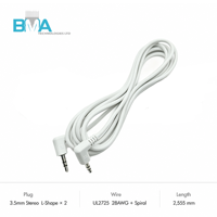 Kabel Audio Stereo 3.5mm Sudut Kanan OEM/ODM Panjang Kustom UL2725 28AWG PVC Putih untuk Koneksi Audio Speaker Headset