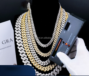 Hip Hop Cuban <b>Chain</b> Moissanite Necklace New S925 Silver <b>Iced</b> <b>Out</b> Vvs Diamond Mossanite Cuban Necklace for Men - Product Image 1
