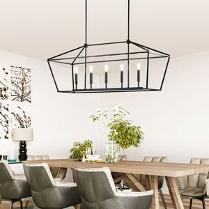 Lámpara colgante moderna de cristal LED dorada, rectangular y larga, con altura ajustable, para el hogar, hotel o bar. - Product Image 2
