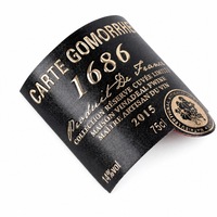 Étiquette de bouteille de vin en métal personnalisée, autocollante, logo en aluminium gaufré, étiquette de marque privée pour whisky, gin, spiritueux