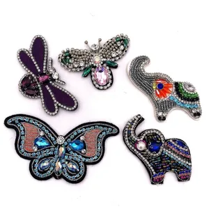 Schattige Olifant Bijenvlinder Vorm Parel Strass Applique Ster Ijzeren Patch 3d Handgemaakte Diy Patches