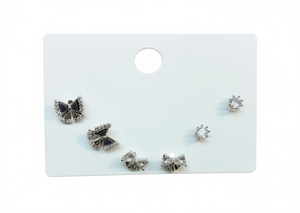 Orecchini a Perno in Stile Francese con Farfalla in Cristallo e Strass, Gioielli da Donna alla Moda in Lega Placcata - Product Image 1