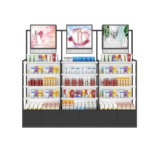 Exhibidor Decorativo para Tienda de Cosméticos para el Cuidado de la Piel, Estante de Exhibición en Blanco y Negro, Acero Frío, Modelo B08 - Product Image 4