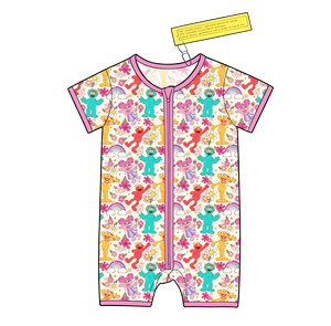 Pyjama court unisexe en bambou pour bébé, imprimé Snack Monster Vibes, sans droits de douane OEM, pour l'été - Product Image 6