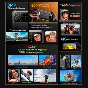 Blackview <span class=keywords><strong>BL8000</strong></span> 5G, 12GB+512GB, มาตรฐาน IP68/IP69K/MIL-STD-810H, หน้าจอ 6.78 นิ้ว + 1.3 นิ้ว, ระบบปฏิบัติการ Android 13, ชิปประมวลผล MediaTek Dimensity 7050 Octa Core - Product Image 2