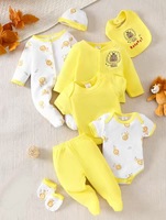 Ensemble de 8 pièces unisexe pour nouveau-né : Vêtements pour tout-petits, style animal mignon, grenouillères épaisses/fines pour bébé