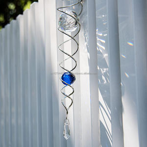 Boule de méditation spirale avec stabilisateur et 2 boules de verre en cristal suspendues pour la décoration intérieure et extérieure de jardin - Product Image 4