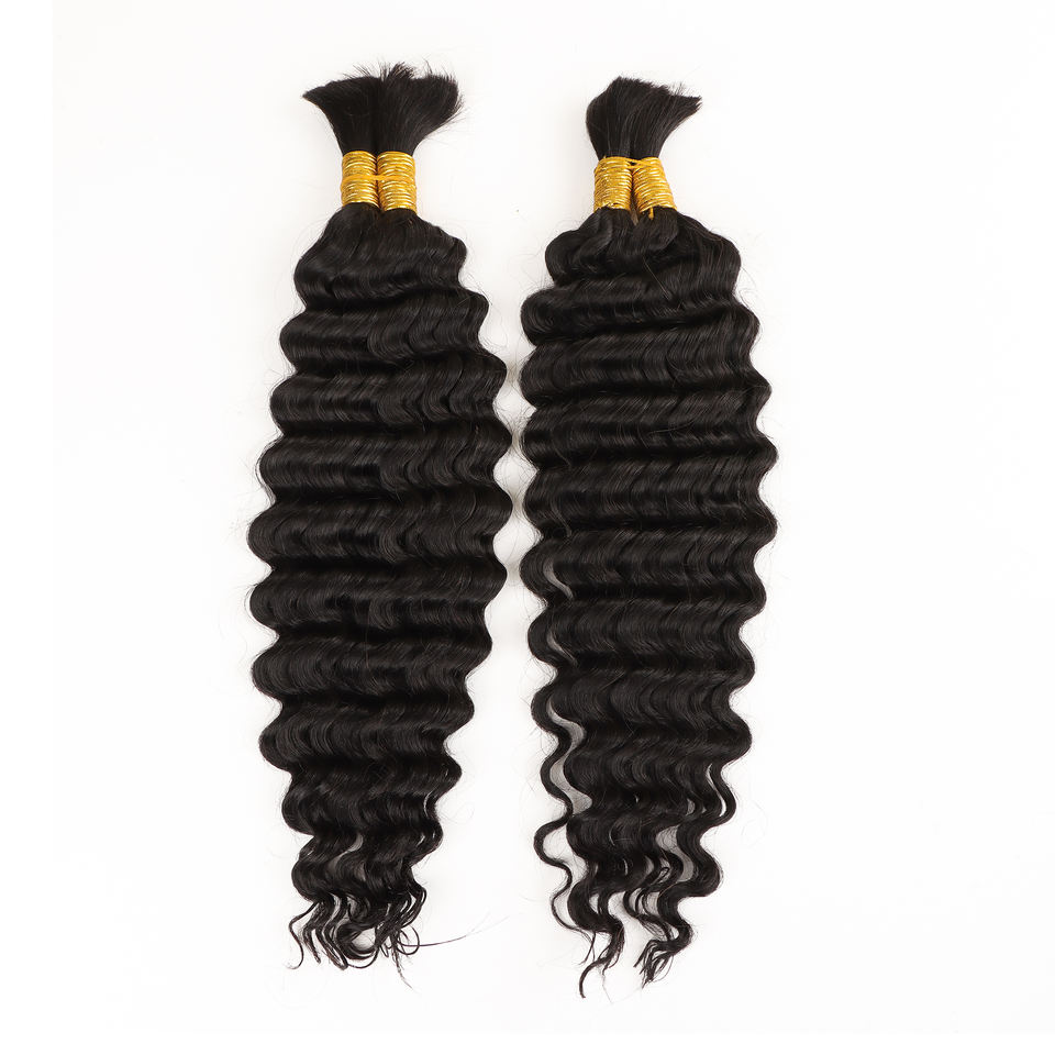 Hot Selling Human Hair Extensions 100% Natural Hair for Wholesale Deep Wave Human Hair Bulk for Braiding