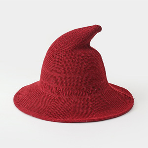 New Kids Knitted Cap Big Brim Halloween Party Pointed Red pink Orange <strong>Witch</strong> <strong>Hat</strong> - Product Image 4