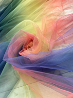 Tissu en tulle imprimé arc-en-ciel YAQIXIN, matière première textile, 100 % polyester, tissu en maille pour vêtements, moustiquaires