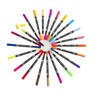 Custom Logo 24-<b>Color</b> Water-Based Dual Tip Art Marker Water Brush <b>Pen</b> Set with Paper Tube Packaging - Product Image 5