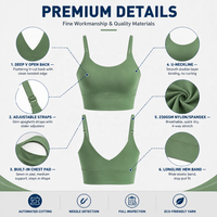 QUANRAN V-Rücken Drahtloser Workout Gepolsterter Yoga-Camisole Crop-Top Verstellbarer Longline Sport-BH für Damen