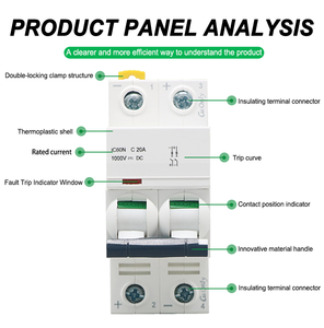 63A 2P мини-выключатель DC 60N 1000 В Номинальное напряжение 6KA размыкающая способность защитный MCB для LI - Product Image 5