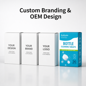เม็ดทำความสะอาดขวด ZouRunAn รับผลิตแบบ OEM ODM สร้างแบรนด์เอง ป้ายกำกับส่วนตัว 30 เม็ด น้ำยาทำความสะอาดขวดน้ำแบบใช้ซ้ำได้ ขายส่ง - Product Image 1