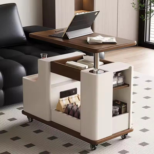 <span class=keywords><strong>Table</strong></span> basse mobile moderne et simple pour salon, petite <span class=keywords><strong>table</strong></span> d'appoint de canapé, <span class=keywords><strong>plusieurs</strong></span> tables d'appoint en bois massif, chariot de rangement relevable - Product Image 2