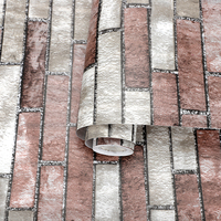 Papier Peint Autocollant PVC 3D Texturé Motif Briques Colorées, Décoration Murale Maison