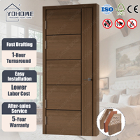 Portes intérieures modernes en bois massif pré-montées en noyer, HDF MDF, style américain, pour chambre à coucher, pour maison de luxe
