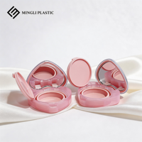 Boîte cosmétique personnalisée en forme de cœur transparente de 15 g pour crème BB Air Cushion avec miroir, boîte vide en plastique PS/PP recyclable
