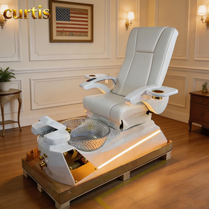 Fauteuil de pédicure et de manucure populaire <span class=keywords><strong>avec</strong></span> massage du dos, bassin LED transparent et base <span class=keywords><strong>en</strong></span> fibre de verre pour salon de manucure, spa et salon de pédicure - Product Image 2