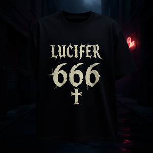 T-shirt pour femme Lucifer 666 au design gothique, 100% coton, col rond, manches courtes, coupe classique, toutes saisons - Product Image 2