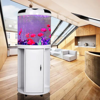 Aquarium Moderne Semi-Circulaire pour Poissons Rouges, pour Salon, Maison, Petite Taille, Verre Haute Définition, Économie d'Énergie Intelligente