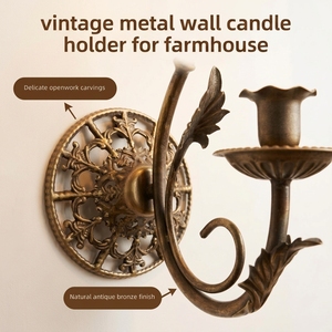 Applique Murale Rétro Européenne, Porte-Bougie Métallique pour Hall d'Entrée, Chandelier Antique Mural pour Couloir, Décoration Murale en Fer pour <span class=keywords><strong>la</strong></span> Maison - Product Image 2
