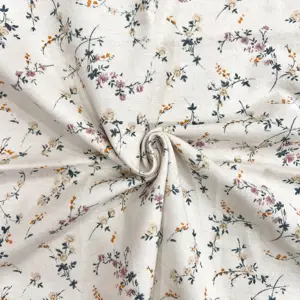 Stock brushed fabric Custom Flower Pattern Fabric Printing 100% Cotton Brushed Flannel For Garment Shirt Dress