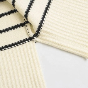 Maglione Pullover da <span class=keywords><strong>Donna</strong></span> Personalizzato con Chiusura a Cerniera, Maniche Lunghe, a Righe Bianche, in Poliestere/<span class=keywords><strong>Cotone</strong></span>, per l'Autunno - Product Image 5
