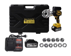 Outil de sertissage électrique CM-300G pour cosses de câbles, pince à sertir hydraulique avec 2 batteries - Product Image 4