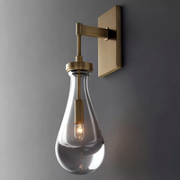 Applique murale LED de luxe moderne américaine, style rénovation, corps en cuivre, cristal goutte d'eau, pour salon, style minimaliste