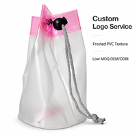 Sac à cordon en PVC transparent avec logo personnalisé, fond rond, pochette transparente pour emballage de cadeaux cosmétiques