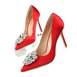 New Designer High Heels Women Pumps Rhinestone Dress Matching Shoes European Hot Sale Italian Style Stiletto Heels Ladies