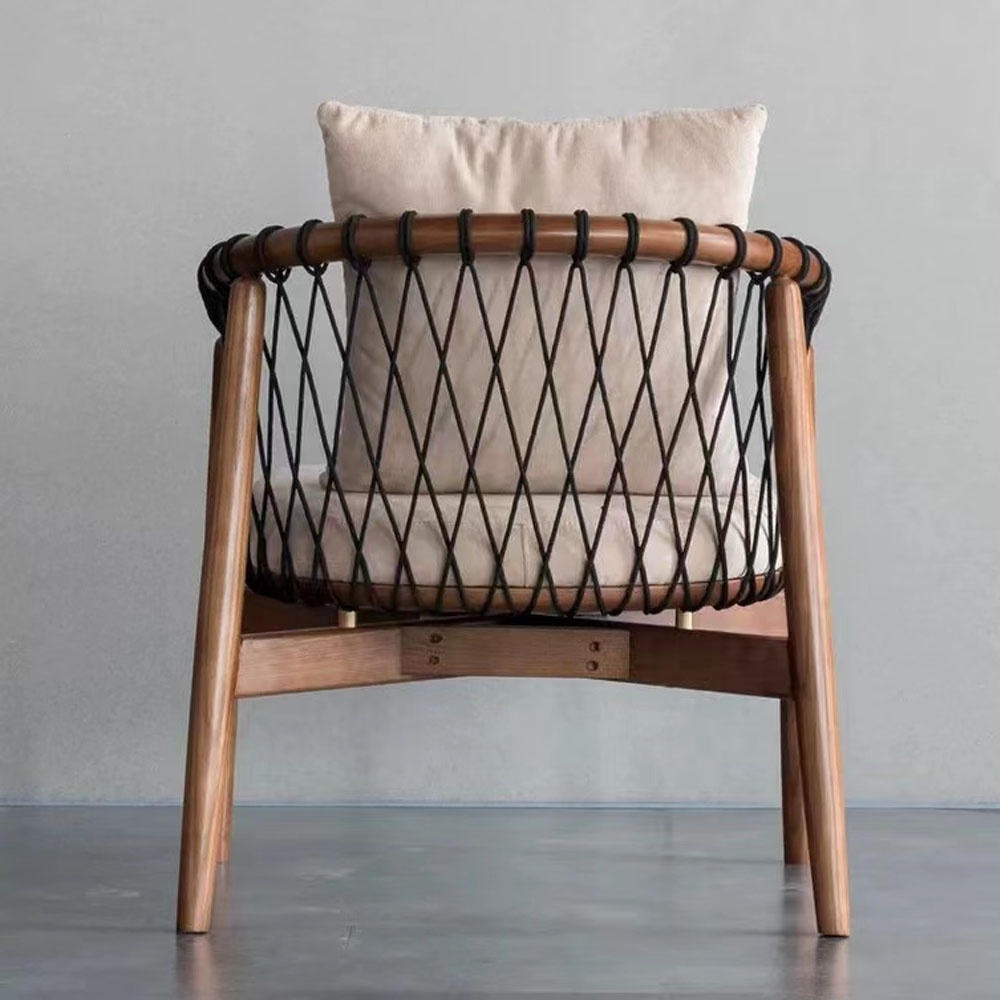 Modern Indoor Furniture Ash wood Patio Rope Cane Ratan Chair Table and Chairs Outdoor Woven Rattan / Wicker Chairs