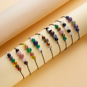 Bracelet <span class=keywords><strong>de</strong></span> méditation simple SC pour femmes, bracelet en pierre naturelle 7 chakras, quartz rose, améthyste, bracelet en cristal perlé avec cartes - Product Image 4