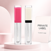 Emballage cosmétique en plastique transparent carré personnalisé, tube à gloss à lèvres vide avec applicateur, conteneur à gloss à lèvres OEM