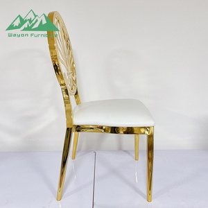 Silla de Banquete de Metal Dorado de Lujo Wayon, Silla de Comedor Moderna con Respaldo Sólido de Acero Inoxidable, Tapicería de Esponja, para Sala de Estar o Apartamento - Product Image 1