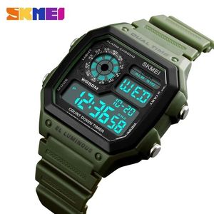 Reloj Electrónico Skmei 1299 para Hombre con Correa de PU, Cuenta Regresiva, Resistente al Agua, LED, Cuadrado, Digital, Deportivo, Cronógrafo - Product Image 4