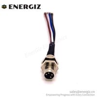 Suministro de Fábrica EnerGiz EG-M8 Conector Circular Recto Codificado Macho de 4 Pines con Arnés de Cable JST y Contactos Chapados en Oro para Soldadura