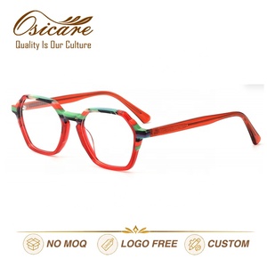 Gafas de Marca Roja de Alta Calidad, Hechas a Mano, Estilo Acetato, Montura Cuadrada, Gafas Ópticas Retro Vintage para <span class=keywords><strong>Mujer</strong></span> - Product Image 3