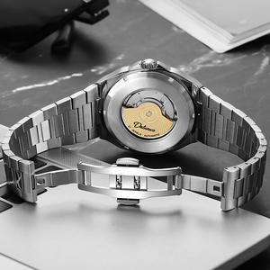 Montre carrée pour homme tendance, en acier inoxydable, alliage, étanche 30 m, automatique, mécanique, cadran à aiguilles - Product Image 5