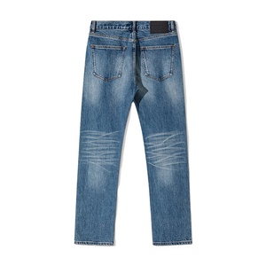 Pantalones Vaqueros de Mezclilla Azul Medio, Estilo Urbano, Corte Recto <span class=keywords><strong>Regular</strong></span>, Tallas Grandes, Venta al Por Mayor, <span class=keywords><strong>Jeans</strong></span> para <span class=keywords><strong>Hombre</strong></span> - Product Image 3