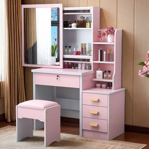 Modern Luxury Dresser Set for <strong>Bedroom</strong> <strong>with</strong> <strong>Mirror</strong> <strong>Lights</strong> Make up White Wooden 4 Drawer Small Apartment Room Storage Furniture - Product Image 4