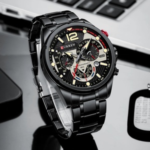 Montres à quartz CURREN 8395 pour hommes, montres de sport décontractées avec cadran chronographe en acier inoxydable et aiguilles lumineuses - Product Image 5